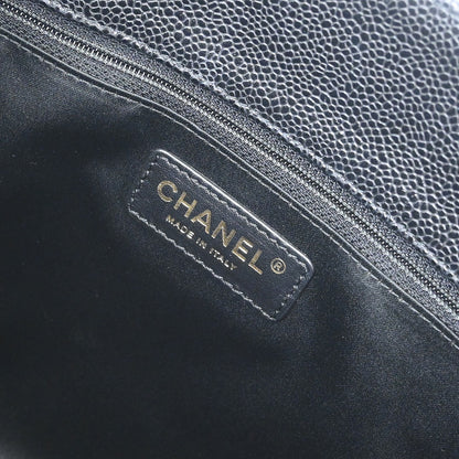 Chanel 2014 Black Caviar Grand Shopping Tote GST Chain Handbag