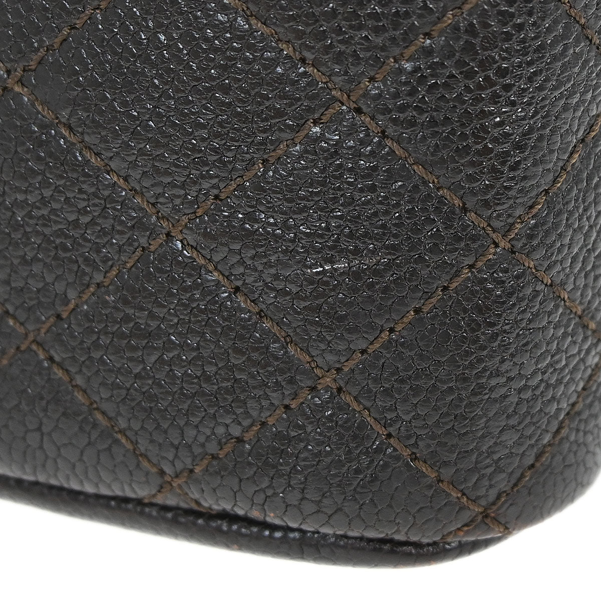 Chanel Dark Brown Caviar Skin Handbag