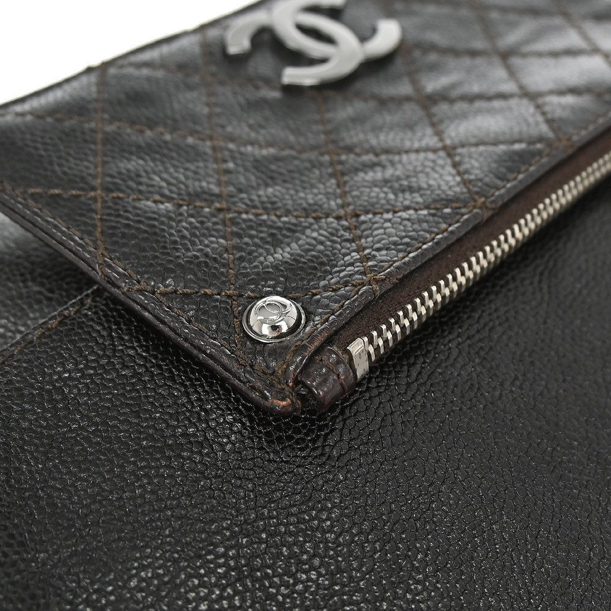 Chanel Dark Brown Caviar Skin Handbag