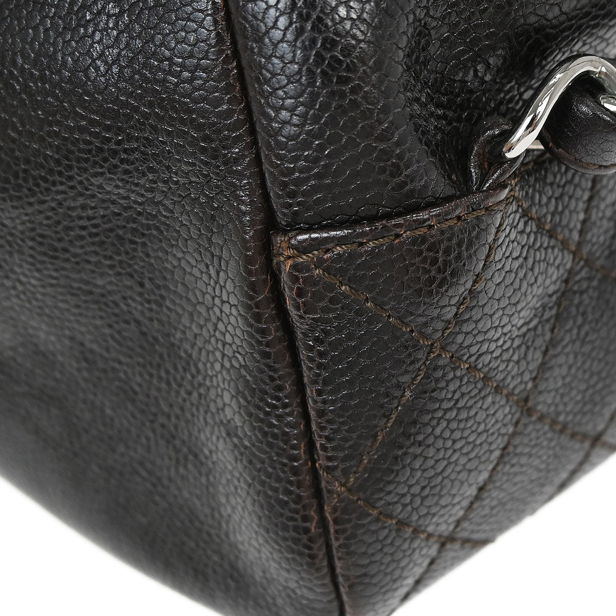Chanel Dark Brown Caviar Skin Handbag