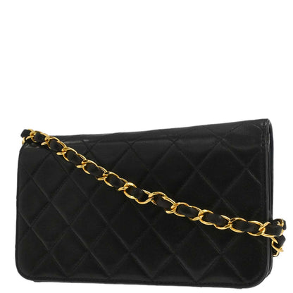 Chanel Black Lambskin Pushlock Mini Full Flap Shoulder Bag