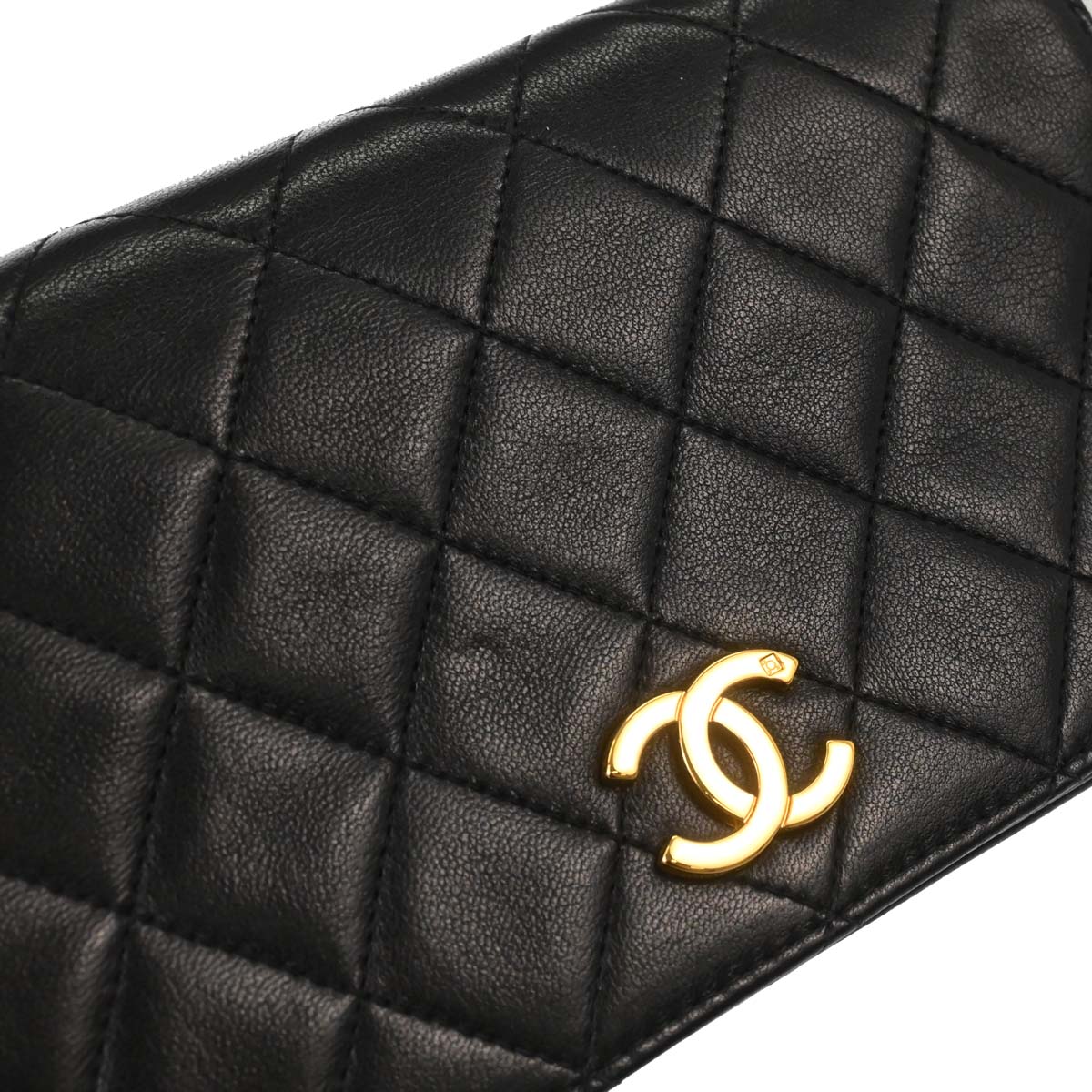 Chanel Black Lambskin Pushlock Mini Full Flap Shoulder Bag