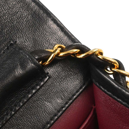 Chanel Black Lambskin Pushlock Mini Full Flap Shoulder Bag