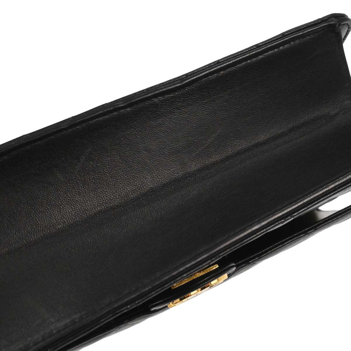 Chanel Black Lambskin Pushlock Small Half Flap Shoulder Bag