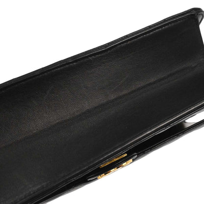 Chanel Black Lambskin Pushlock Small Half Flap Shoulder Bag