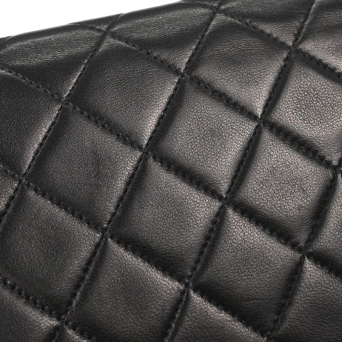 Chanel Black Lambskin Pushlock Small Half Flap Shoulder Bag