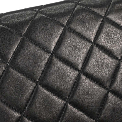 Chanel Black Lambskin Pushlock Small Half Flap Shoulder Bag