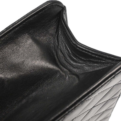 Chanel Black Lambskin Pushlock Small Half Flap Shoulder Bag