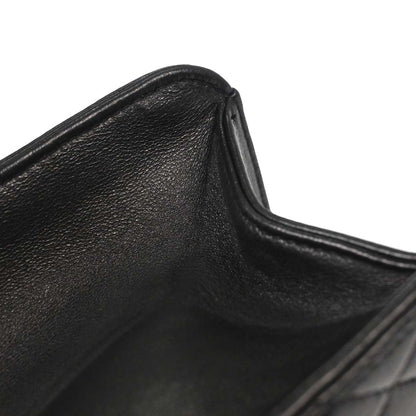 Chanel Black Lambskin Pushlock Small Half Flap Shoulder Bag