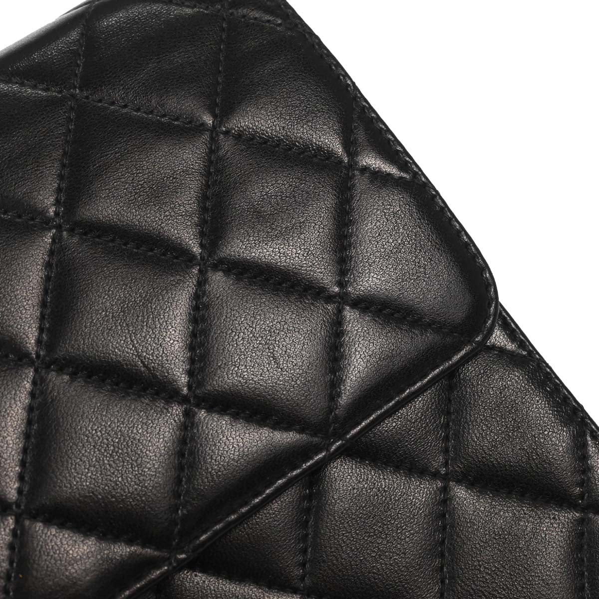 Chanel Black Lambskin Pushlock Small Half Flap Shoulder Bag
