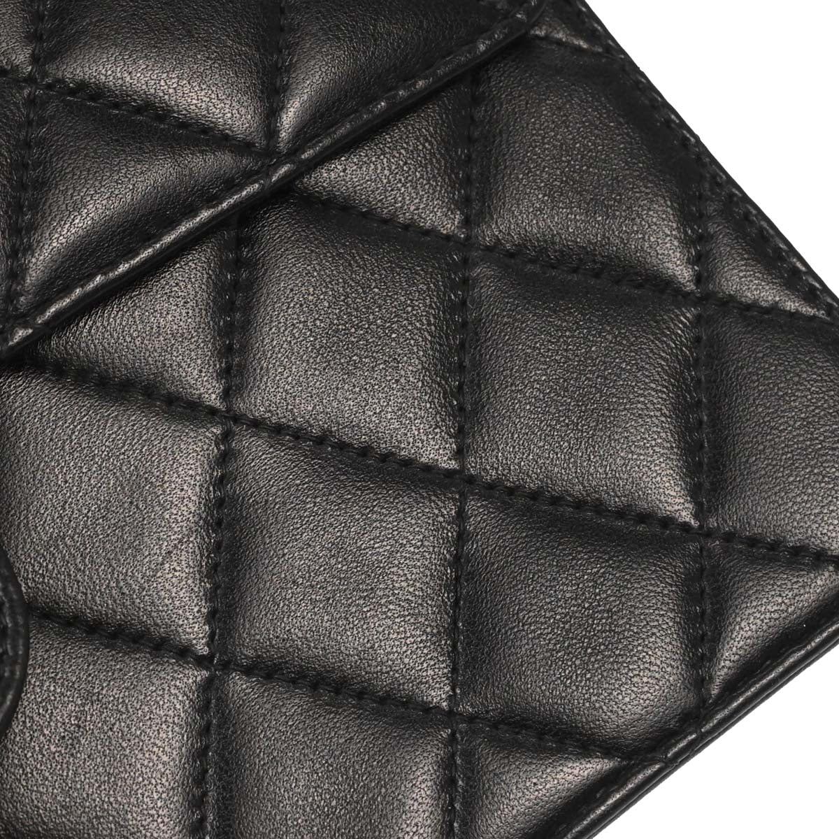 Chanel Black Lambskin Pushlock Small Half Flap Shoulder Bag