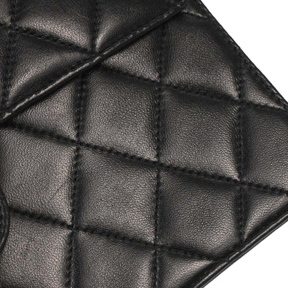 Chanel Black Lambskin Pushlock Small Half Flap Shoulder Bag