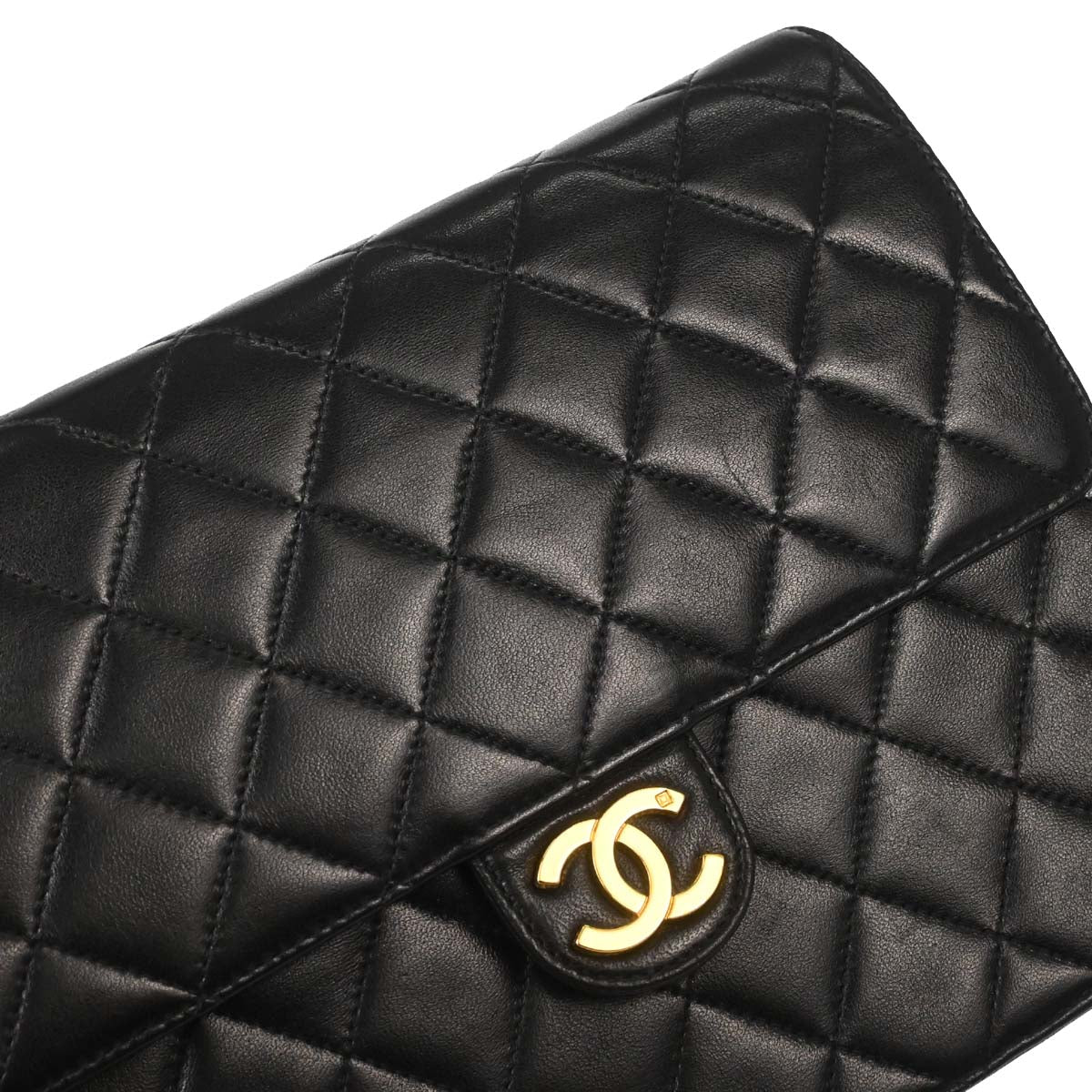 Chanel Black Lambskin Pushlock Small Half Flap Shoulder Bag