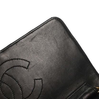 Chanel Black Lambskin Pushlock Small Half Flap Shoulder Bag