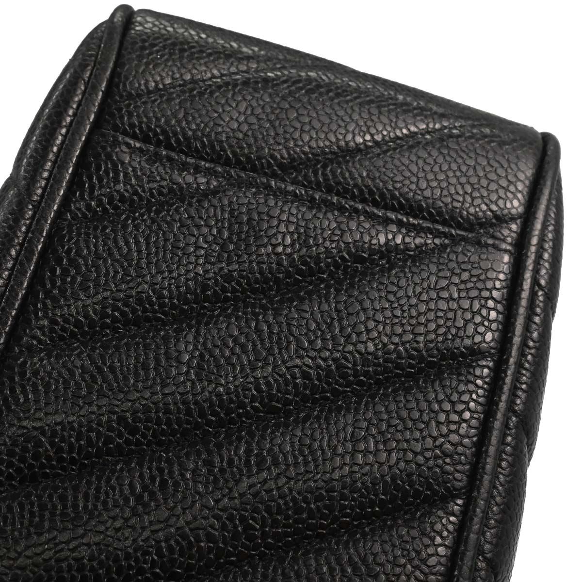 Chanel Black Caviar Skin Chevron Maxi Classic Shoulder Bag