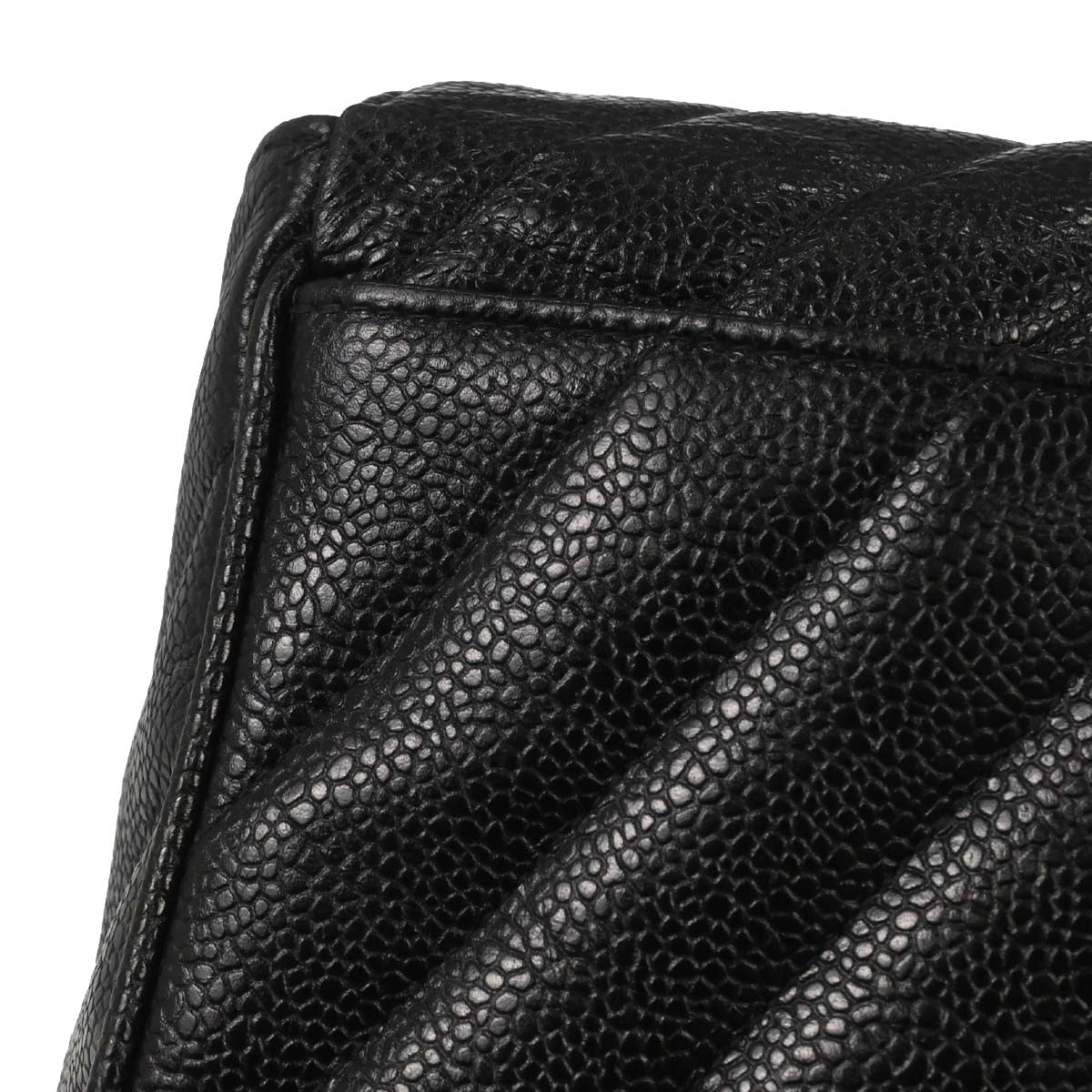 Chanel Black Caviar Skin Chevron Maxi Classic Shoulder Bag