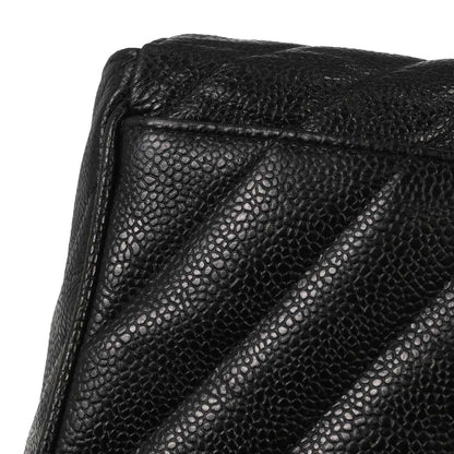 Chanel Black Caviar Skin Chevron Maxi Classic Shoulder Bag