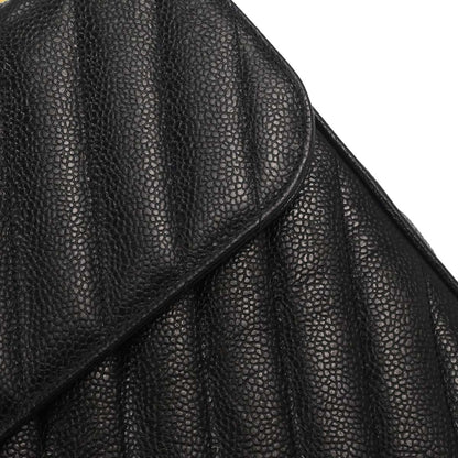 Chanel Black Caviar Skin Chevron Maxi Classic Shoulder Bag
