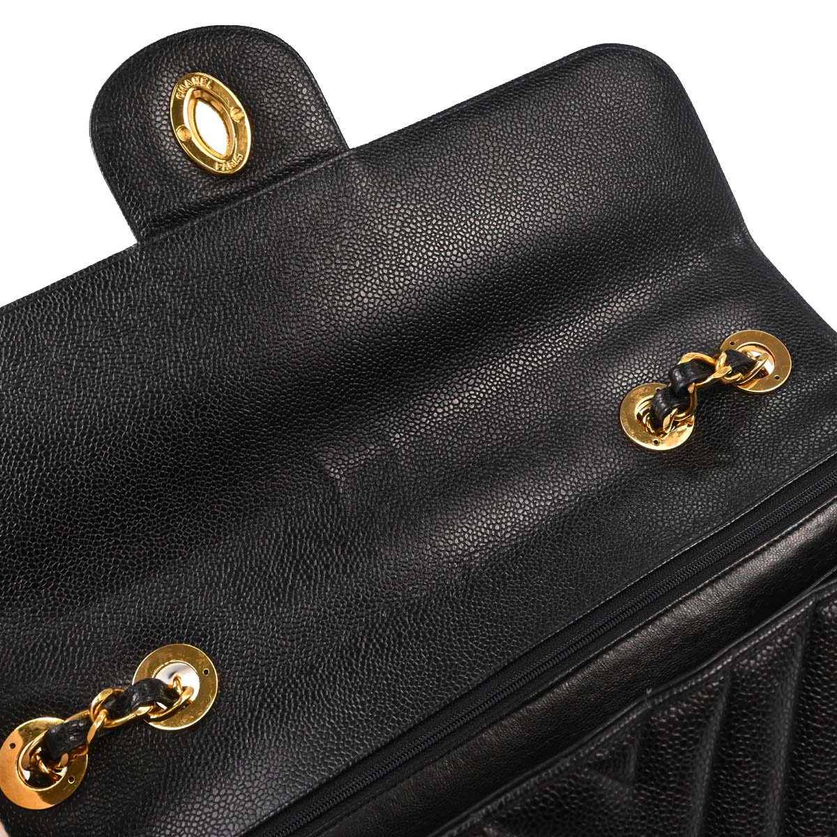 Chanel Black Caviar Skin Chevron Maxi Classic Shoulder Bag
