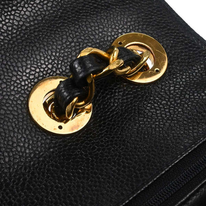Chanel Black Caviar Skin Chevron Maxi Classic Shoulder Bag