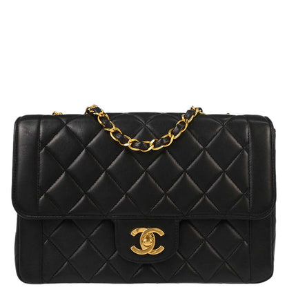 Chanel Black Lambskin Single Flap Shoulder Bag