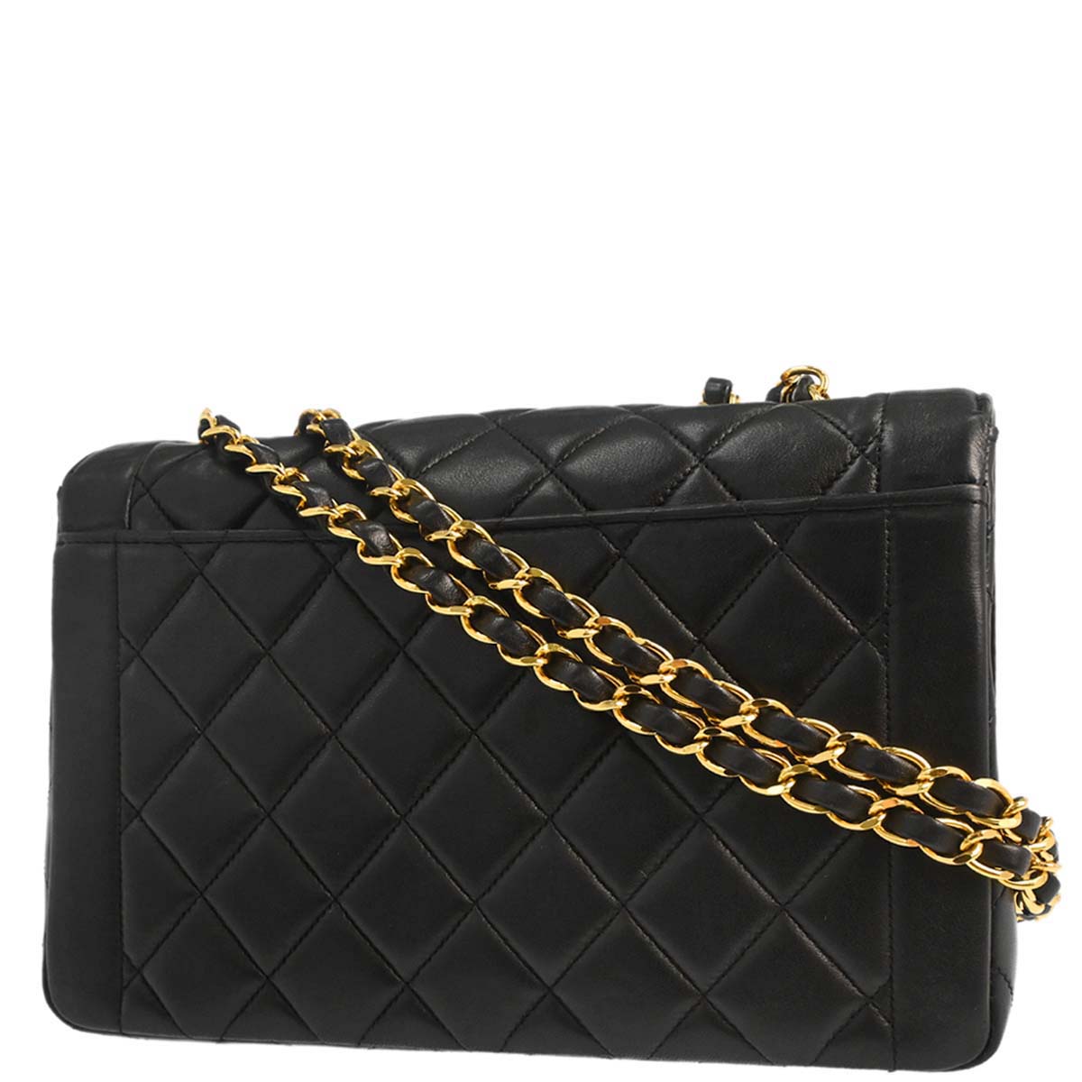 Chanel Black Lambskin Single Flap Shoulder Bag
