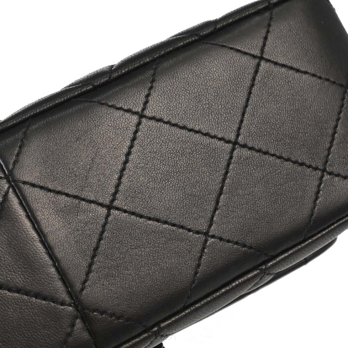 Chanel Black Lambskin Single Flap Shoulder Bag