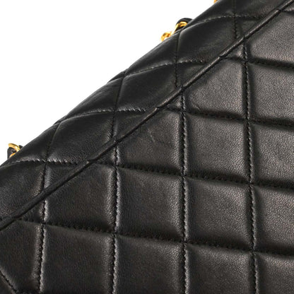 Chanel Black Lambskin Single Flap Shoulder Bag