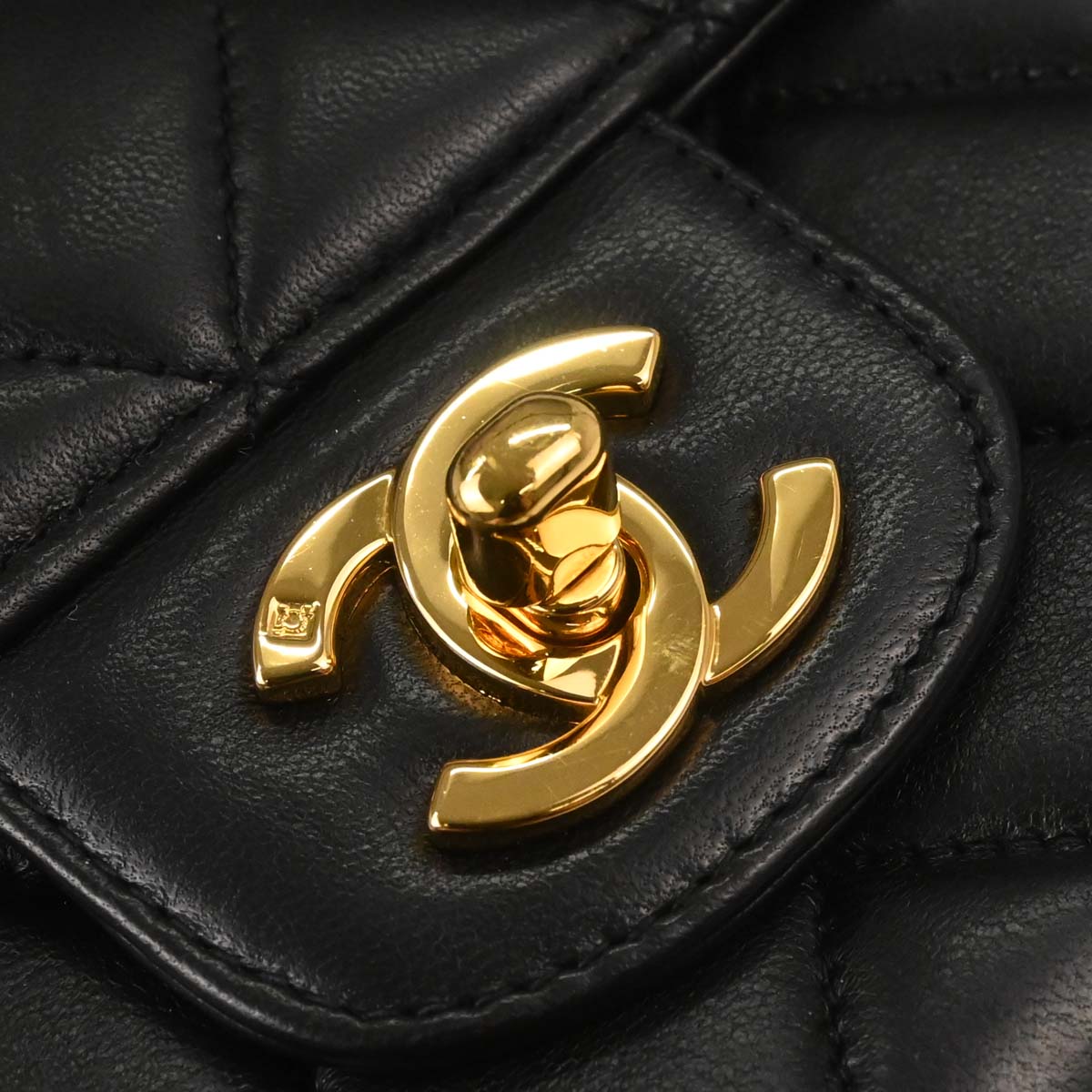 Chanel Black Lambskin Single Flap Shoulder Bag