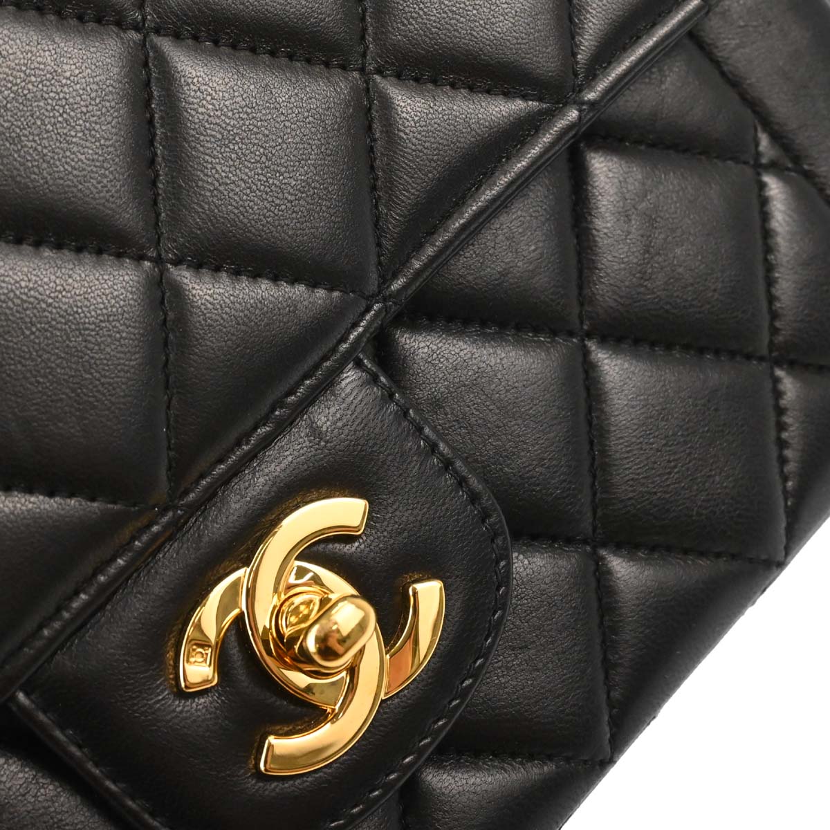 Chanel Black Lambskin Single Flap Shoulder Bag
