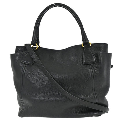 Prada Black Leather 2way Shoulder Tote Bag