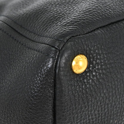 Prada Black Leather 2way Shoulder Tote Bag