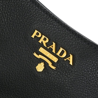 Prada Black Leather 2way Shoulder Tote Bag