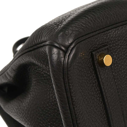 Hermes Black Taurillon Clemence Birkin 35 Handbag
