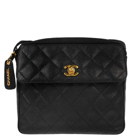 Chanel Black Caviar Skin Camera Bag Small