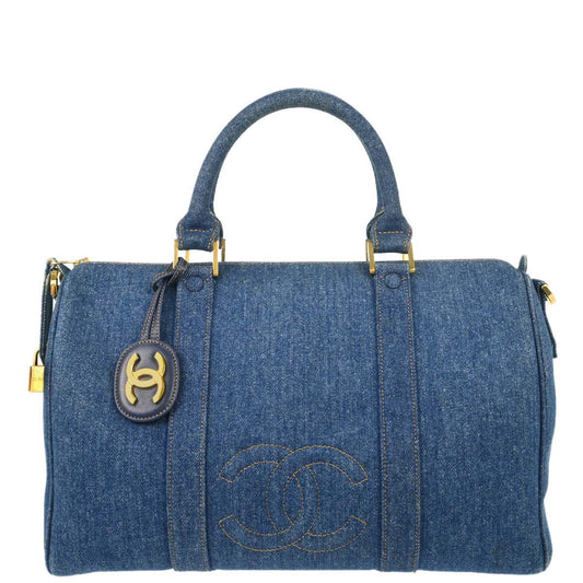 Chanel Blue Denim Duffle Handbag