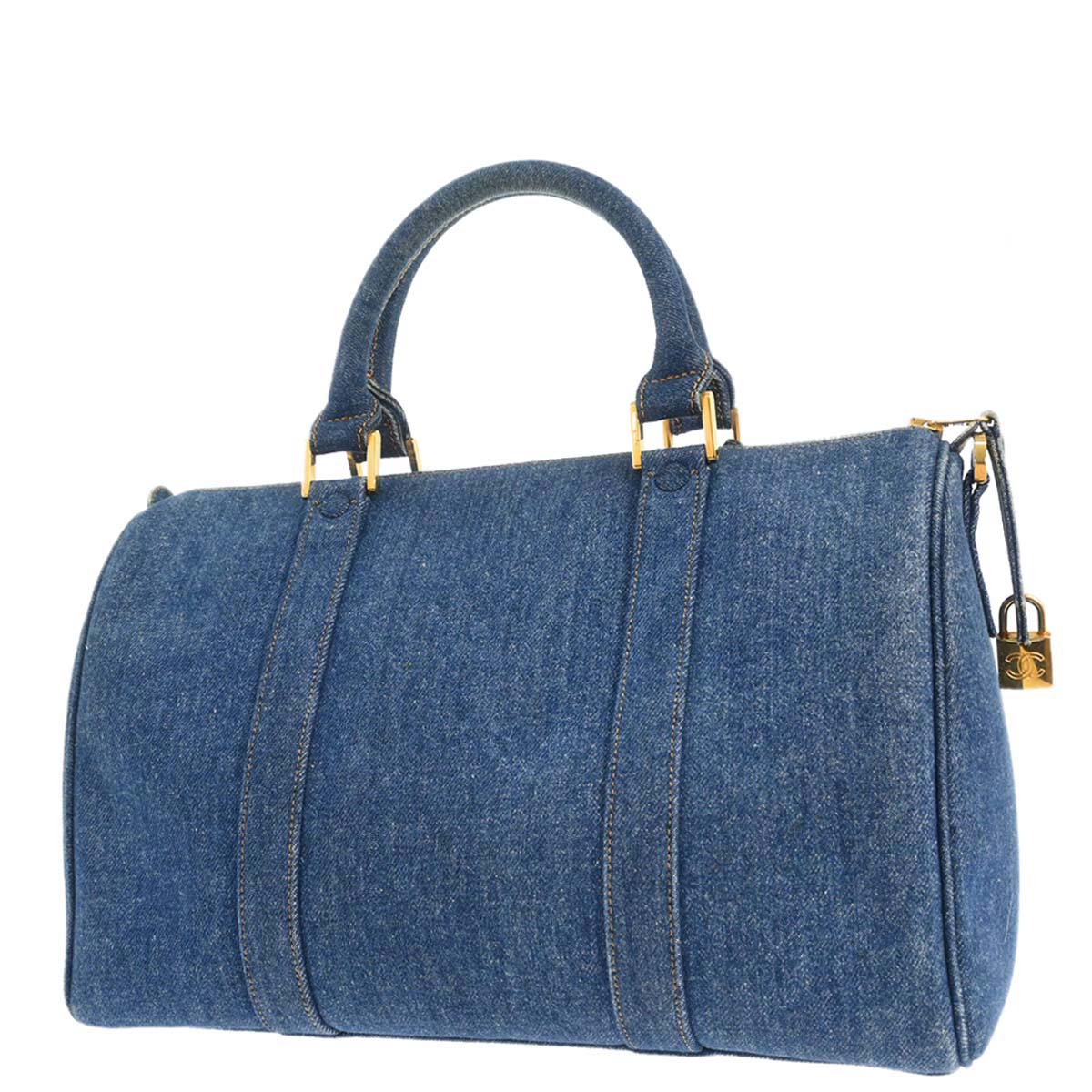 Chanel Blue Denim Duffle Handbag