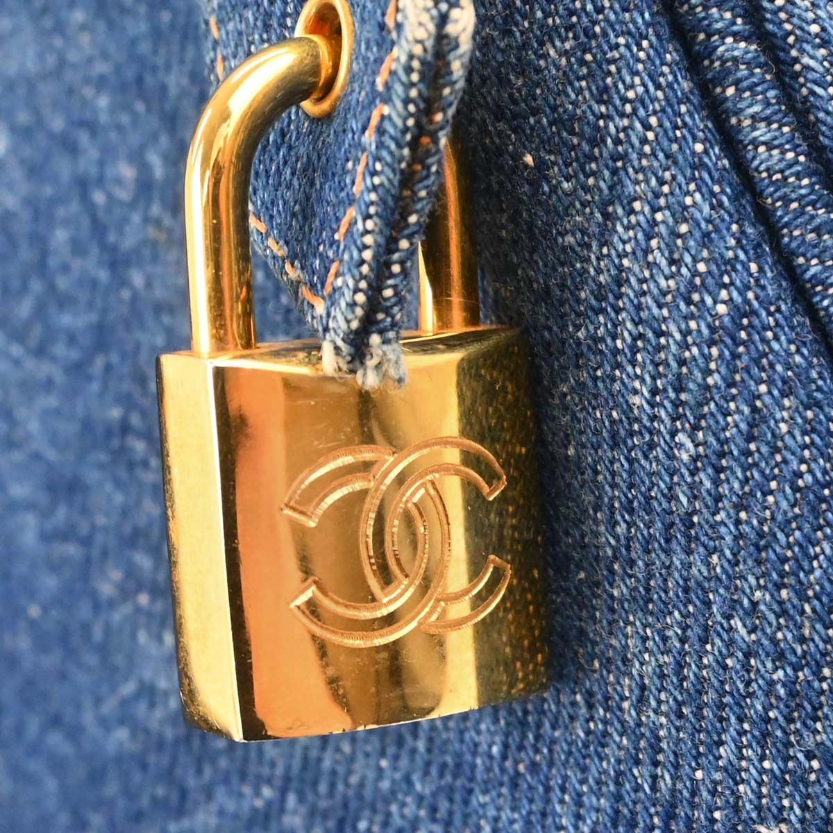 Chanel Blue Denim Duffle Handbag