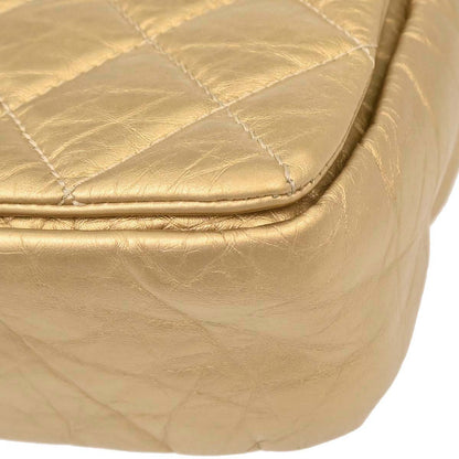 Chanel 2012 Metallic Gold Calfskin Pondicherry Flap 2way Shoulder Handbag