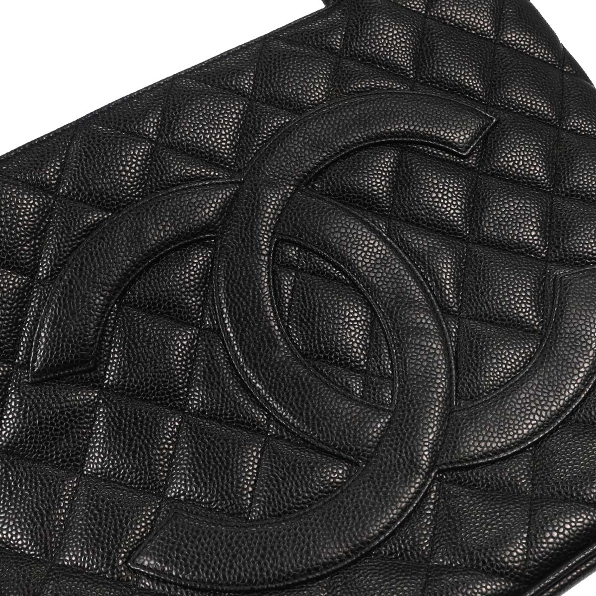 Chanel Black Caviar Skin Medallion Tote Handbag