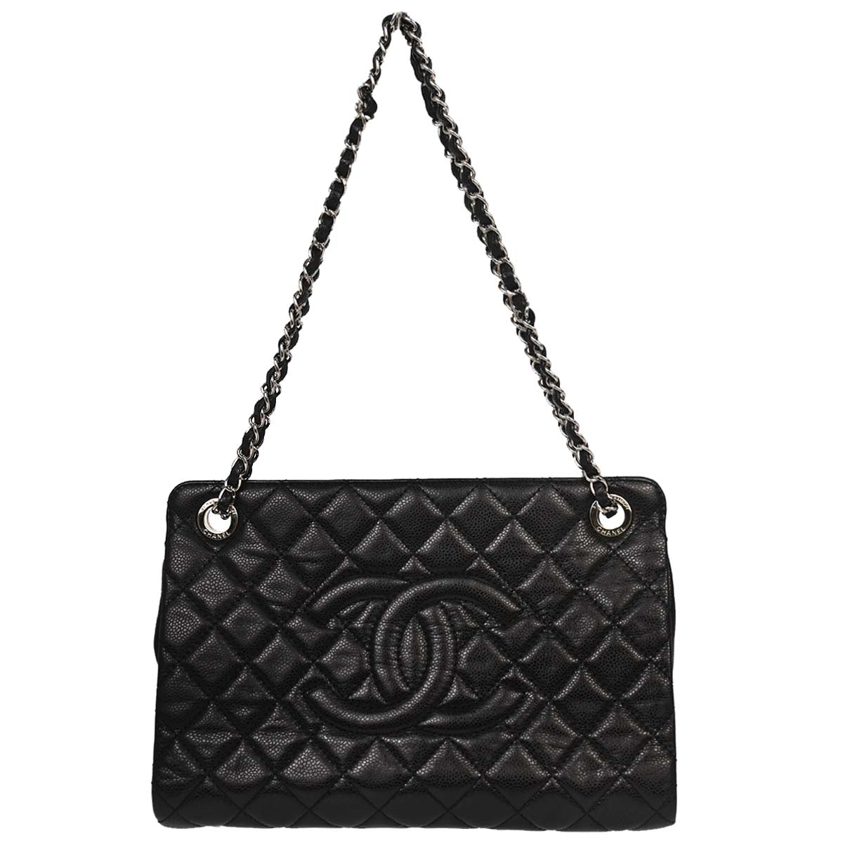 Chanel Black Caviar Skin Chain Tote Bag