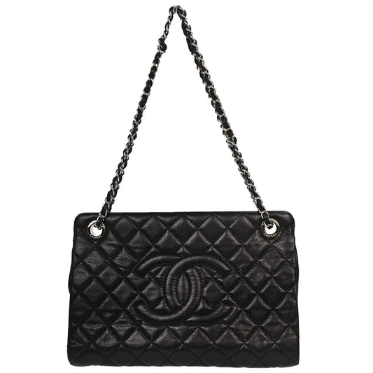 Chanel Black Caviar Skin Chain Tote Bag