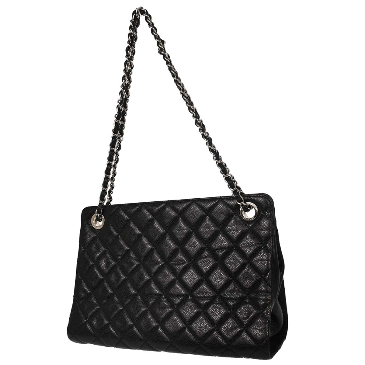 Chanel Black Caviar Skin Chain Tote Bag