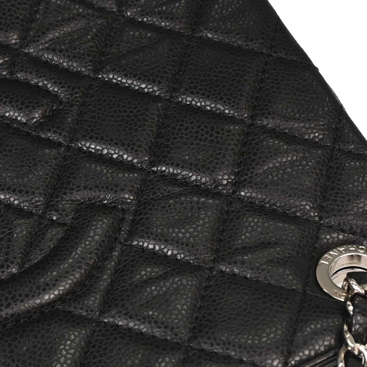 Chanel Black Caviar Skin Chain Tote Bag