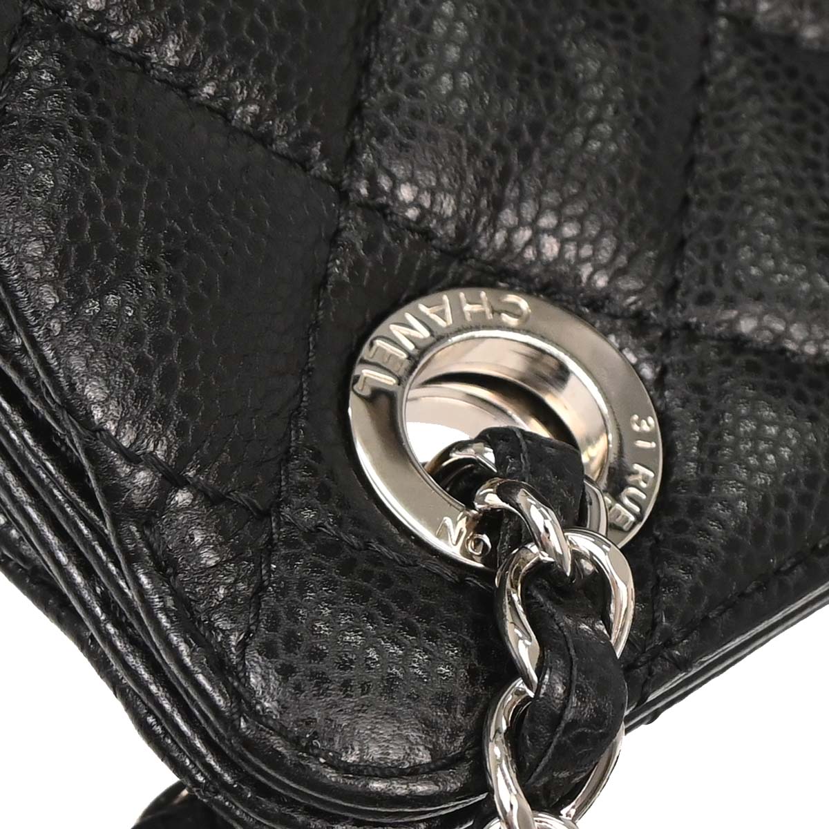 Chanel Black Caviar Skin Chain Tote Bag