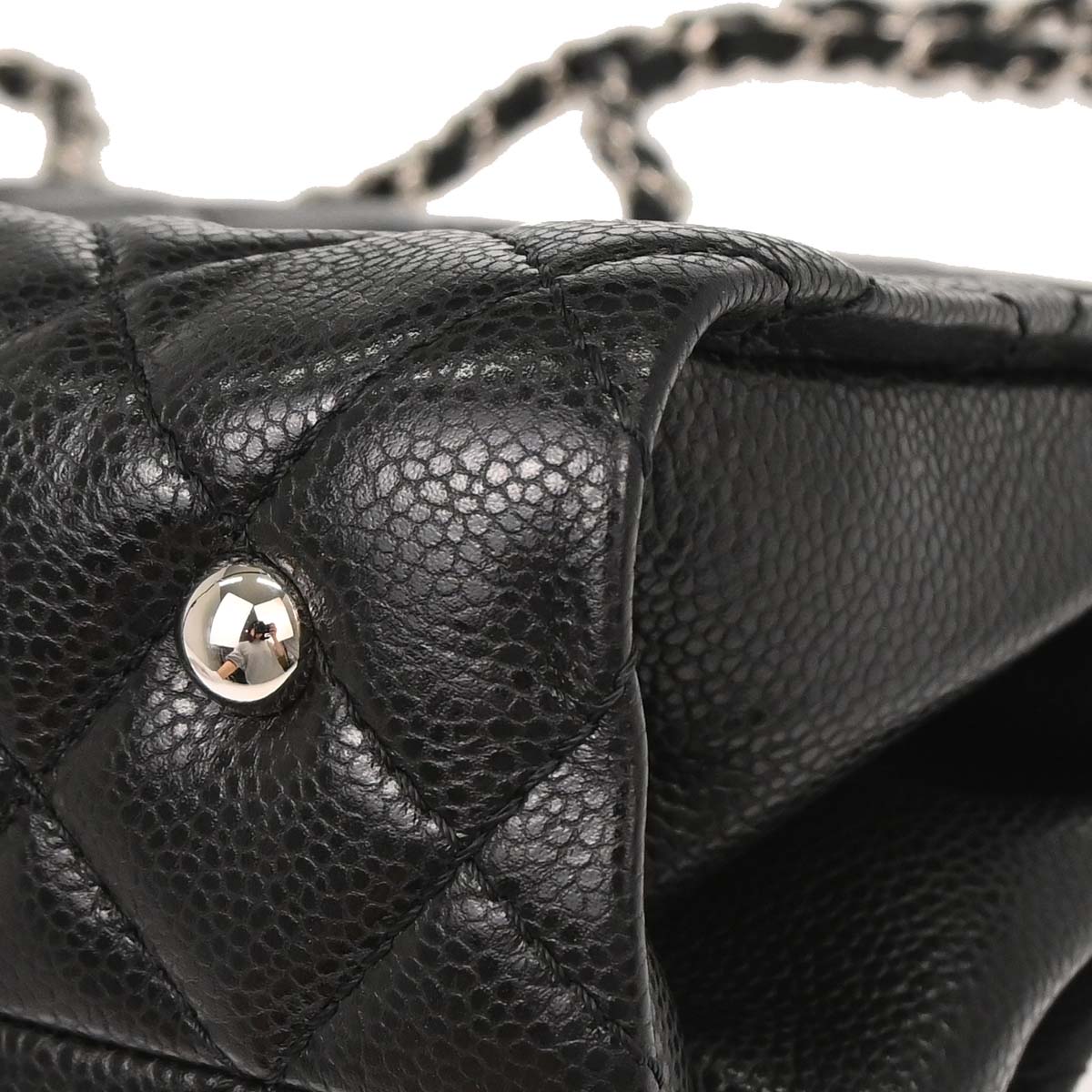 Chanel Black Caviar Skin Chain Tote Bag