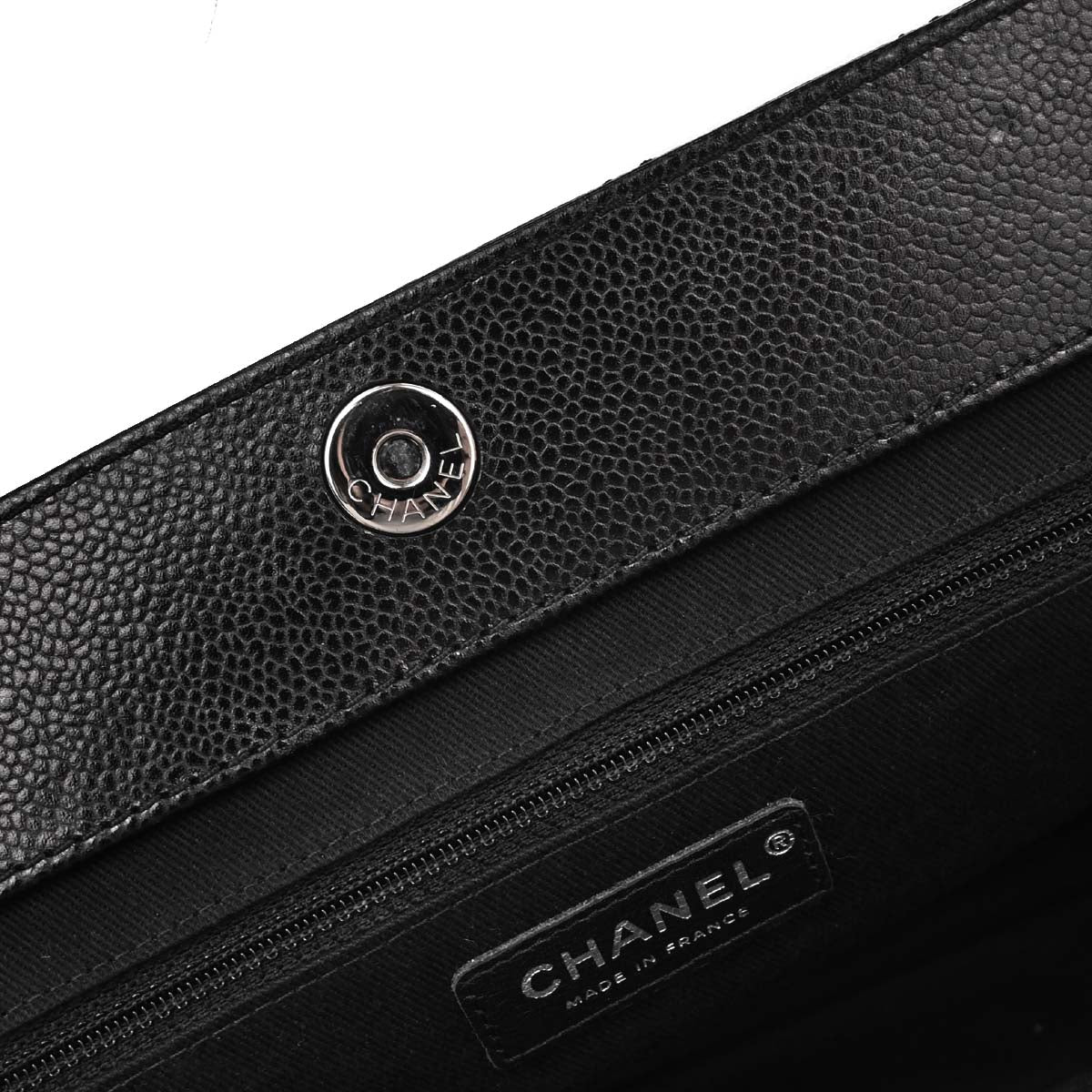 Chanel Black Caviar Skin Chain Tote Bag