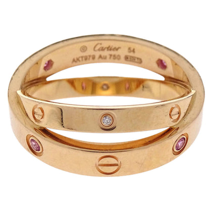 Cartier Be Love Ring Au750 Pink Sapphire Diamond #54 AKT979 Jewelry