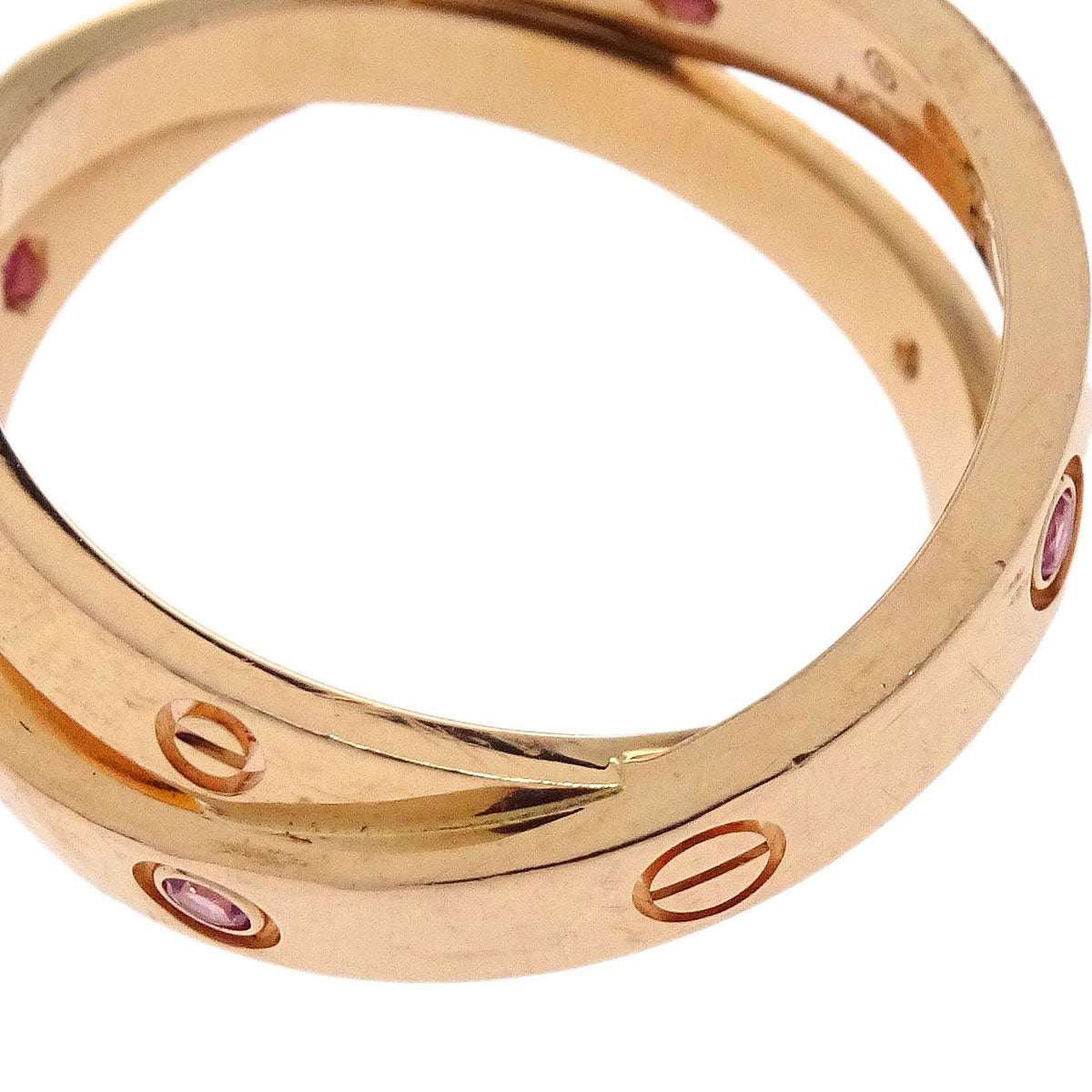 Cartier Be Love Ring Au750 Pink Sapphire Diamond #54 AKT979 Jewelry