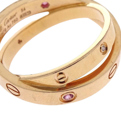 Cartier Be Love Ring Au750 Pink Sapphire Diamond #54 AKT979 Jewelry